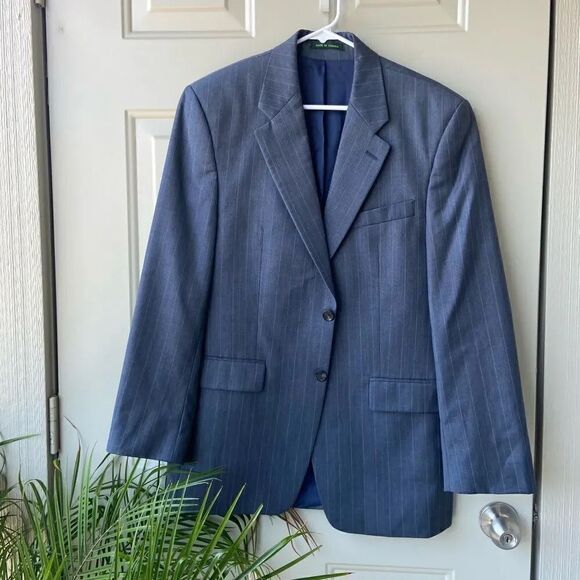 Ralph Lauren Canada 100% Wool Gray Striped Blazer Sport Jacket 38R *EXCELLENT* - Picture 10 of 13